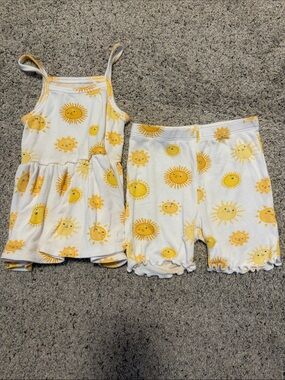 Angel Dear White & Yellow Sun Tank Top and Biker Short Set